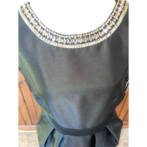 Alex Evenings Satin Black Midi Dress with Metallic Trim - Picture 5 of 12